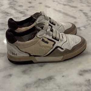 Rhude Men's White and Brown Leather Sneakers